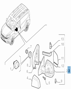 Espejo retrovisor exterior izquierdo manual para Fiat y Fiat Professional