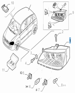 Faro delantero derecho con luz antiniebla delantera para Fiat y Fiat Professional
