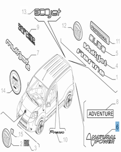 Sigla Natural Power trasera para Fiat y Fiat Professional