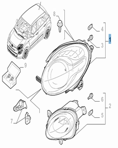 Faro delantero superior derecho para Fiat 500L