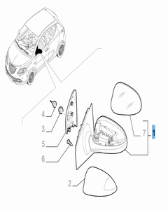Espejo retrovisor exterior derecho para Chrysler Ypsilon