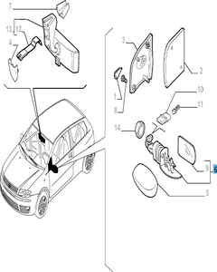 Espejo retrovisor exterior derecho para Fiat y Fiat Professional