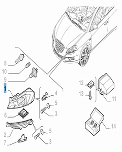 Faro delantero derecho para Chrysler Delta