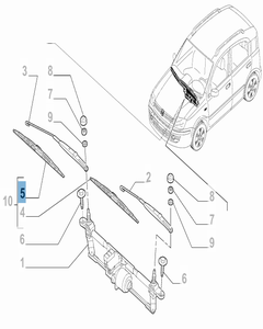 Escobilla limpiaparabrisas lado pasajero para Fiat Panda