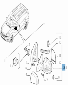 Espejo retrovisor exterior derecho manual para Fiat y Fiat Professional