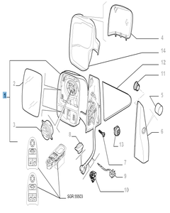 Espejo retrovisor exterior derecho eléctrico para Fiat Professional Scudo