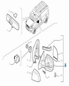 Espejo retrovisor exterior izquierdo manual para Fiat y Fiat Professional
