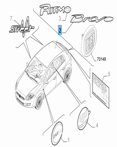 Sigla de modelo Bravo trasera para Fiat Bravo