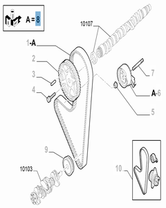 Kit de distribución (correa de 104 dientes y tensor de correa fijo) - 2 piezas para Fiat y Fiat Professional
