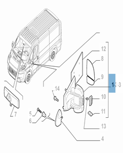 Espejo retrovisor exterior derecho para Fiat Professional Ducato