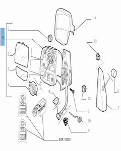 Espejo retrovisor exterior derecho eléctrico para Fiat Professional Scudo