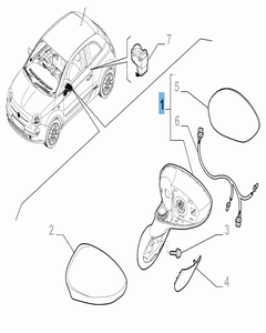 Espejo retrovisor exterior derecho para Fiat 500