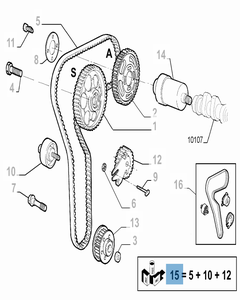 Kit de distribución (correa, tensor de correa fijo y regulable) - 3 piezas