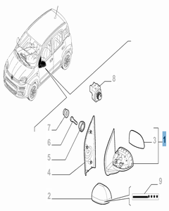 Espejo retrovisor exterior derecho para Fiat Panda