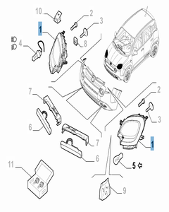 Faro delantero izquierdo para Fiat Panda