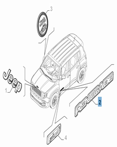 Sigla de modelo Renegade lateral derecha para Jeep Renegade