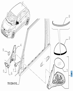 Espejo retrovisor exterior derecho para Fiat 500L