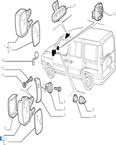 Espejo retrovisor exterior derecho mecánico para Fiat y Fiat Professional