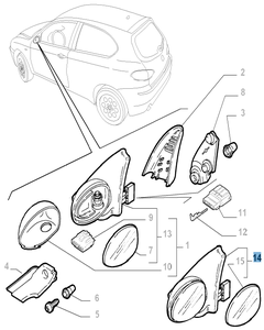 Espejo retrovisor exterior derecho para Alfa Romeo 147