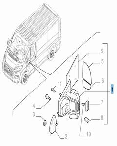 Espejo retrovisor exterior izquierdo eléctrico para Fiat y Fiat Professional