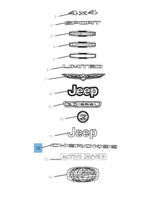 Sigla modelo Cherokee puerta delantera para Jeep Cherokee