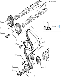 Kit de distribución (correa, tensor de correa fijo y regulable) - 3 piezas