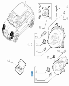Faro delantero inferior derecho para Abarth 500